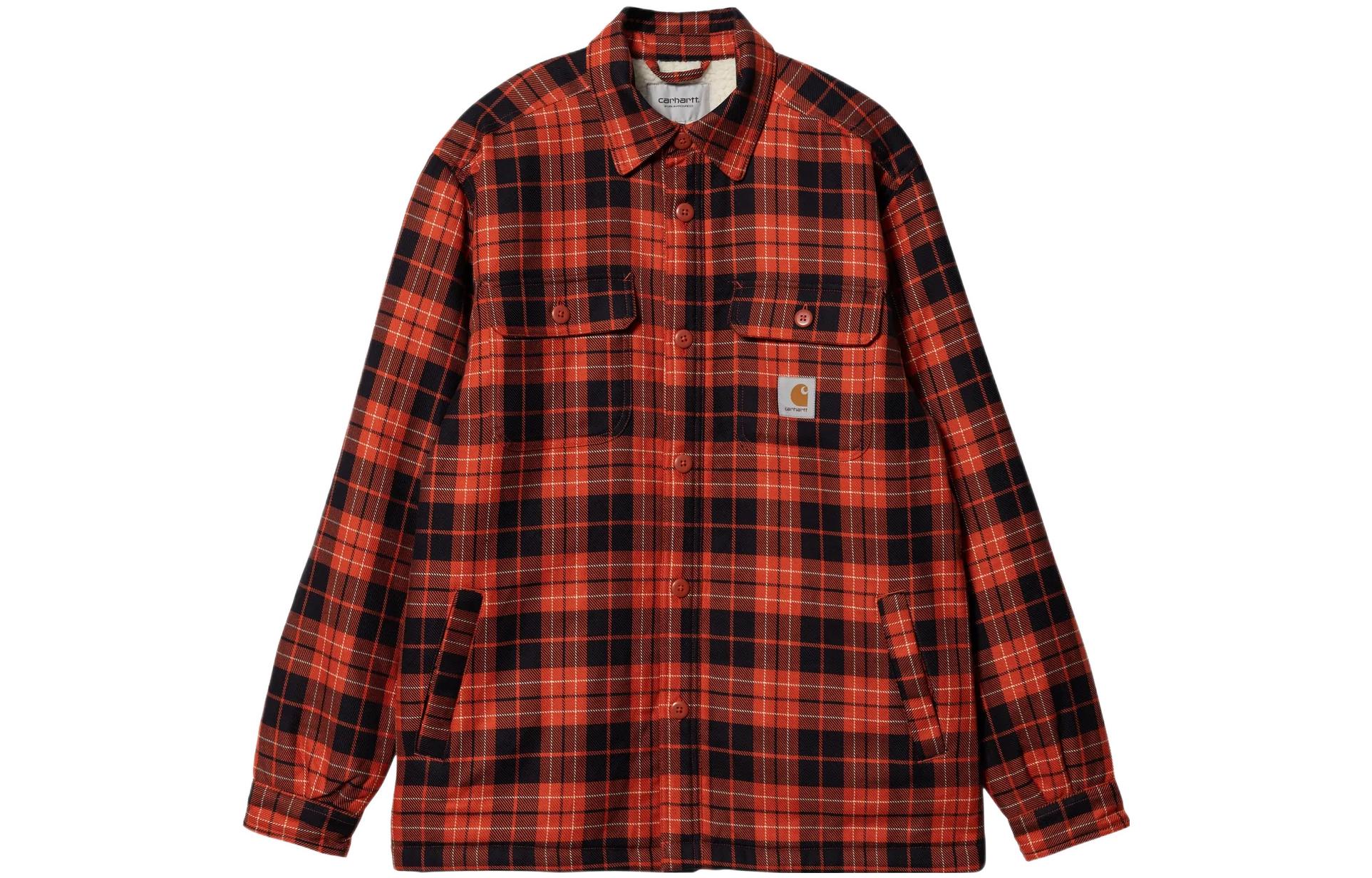 Carhartt WIP Plaid Print Logo Patch Button-Up Jacket Shirt Multicolor L030789-12S-XX