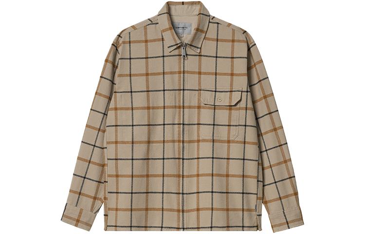 Carhartt WIP Plaid Zip-Up Long Sleeve Shirt Jacket Men Khaki I029475-0KW-XX