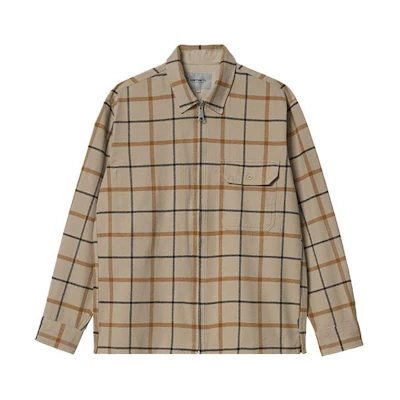 Carhartt WIP Plaid Zip-Up Long Sleeve Shirt Jacket Men Khaki I029475-0KW-XX