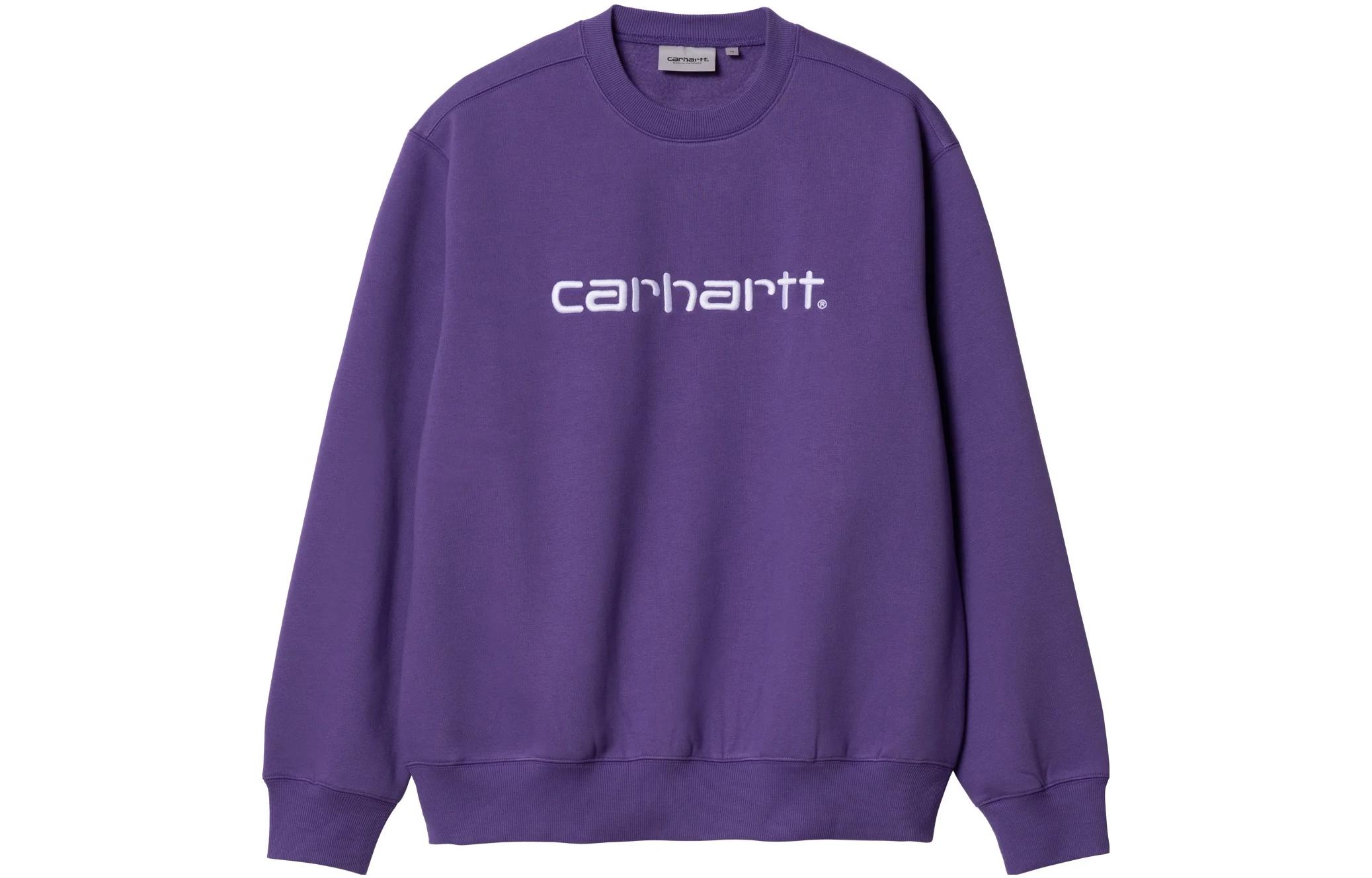 Carhartt WIP Purple Pullover Sweatshirt with Logo Print Long Sleeves I030229-1JC-XX