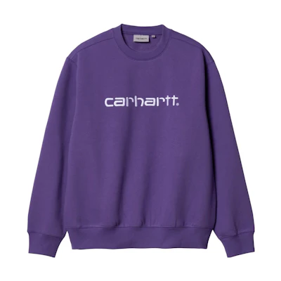 Carhartt WIP Purple Pullover Sweatshirt with Logo Print Long Sleeves I030229-1JC-XX