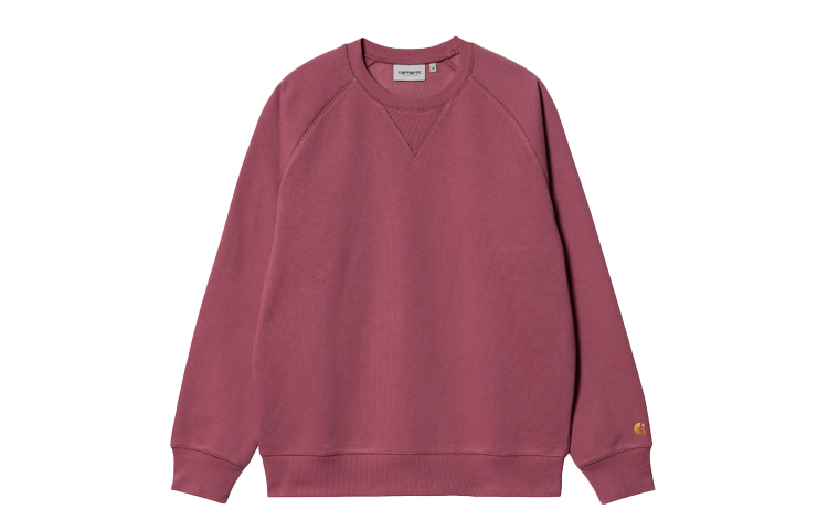 Carhartt WIP Purple Red Logo Embroidered Crewneck Sweatshirt Mens Loose Fit I026383-1OF-XX