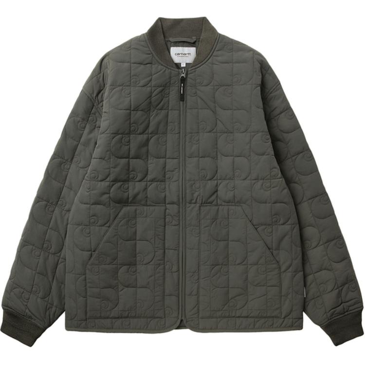 Carhartt WIP Quilted Logo Print Stand Collar Jacket Men’s Charcoal Grey CHXJKA242004N-CCL