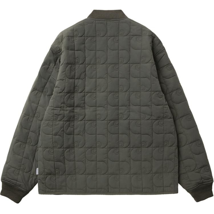 Lookbook Carhartt WIP 男士绗缝标志立领夹克 灰色 CHXJKA242004N-CCL