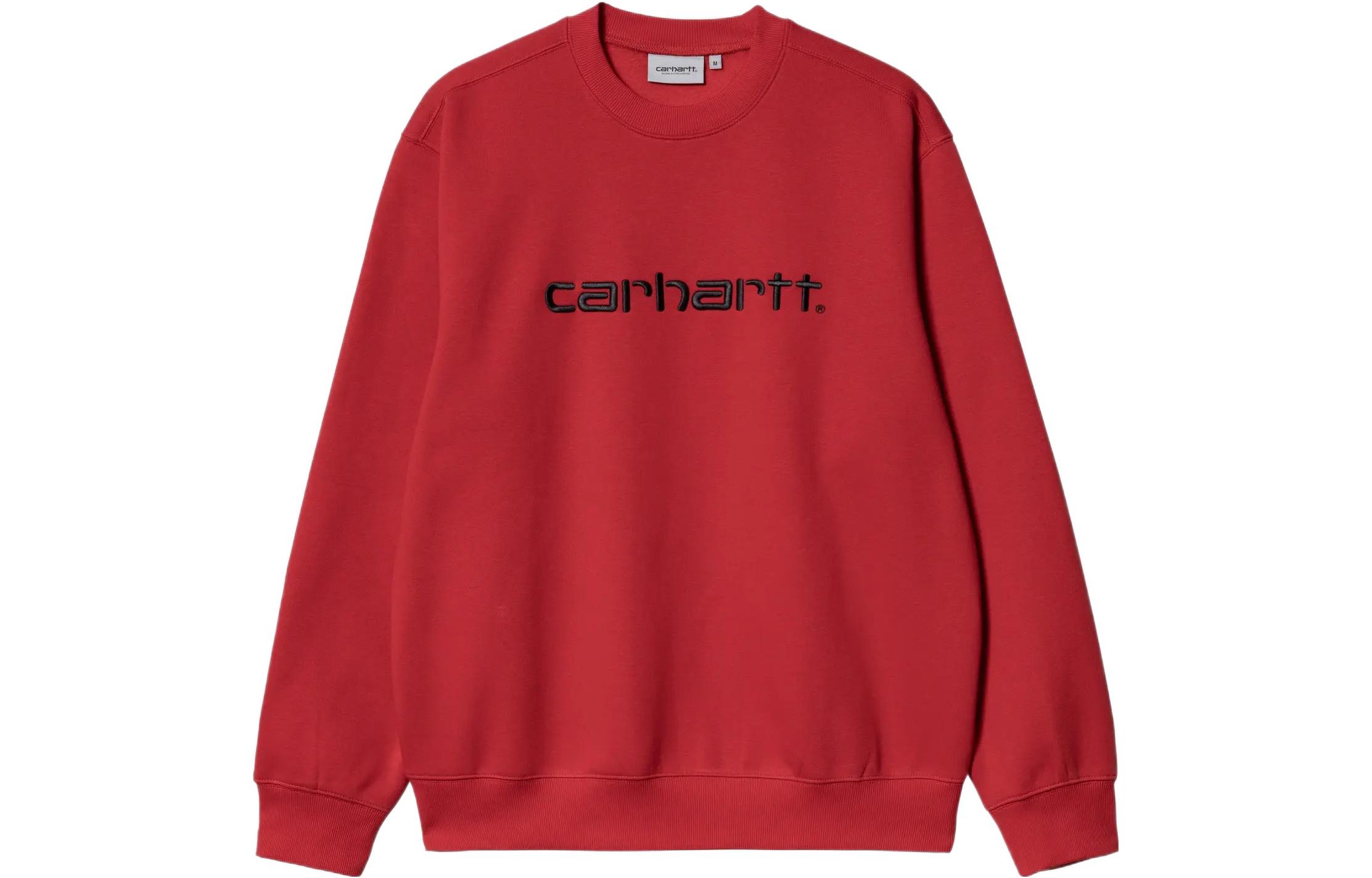 Carhartt WIP Red Crewneck Letter Print Long-Sleeve Sweatshirt I030229-12A-XX