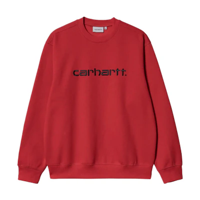 Carhartt WIP Red Crewneck Letter Print Long-Sleeve Sweatshirt I030229-12A-XX