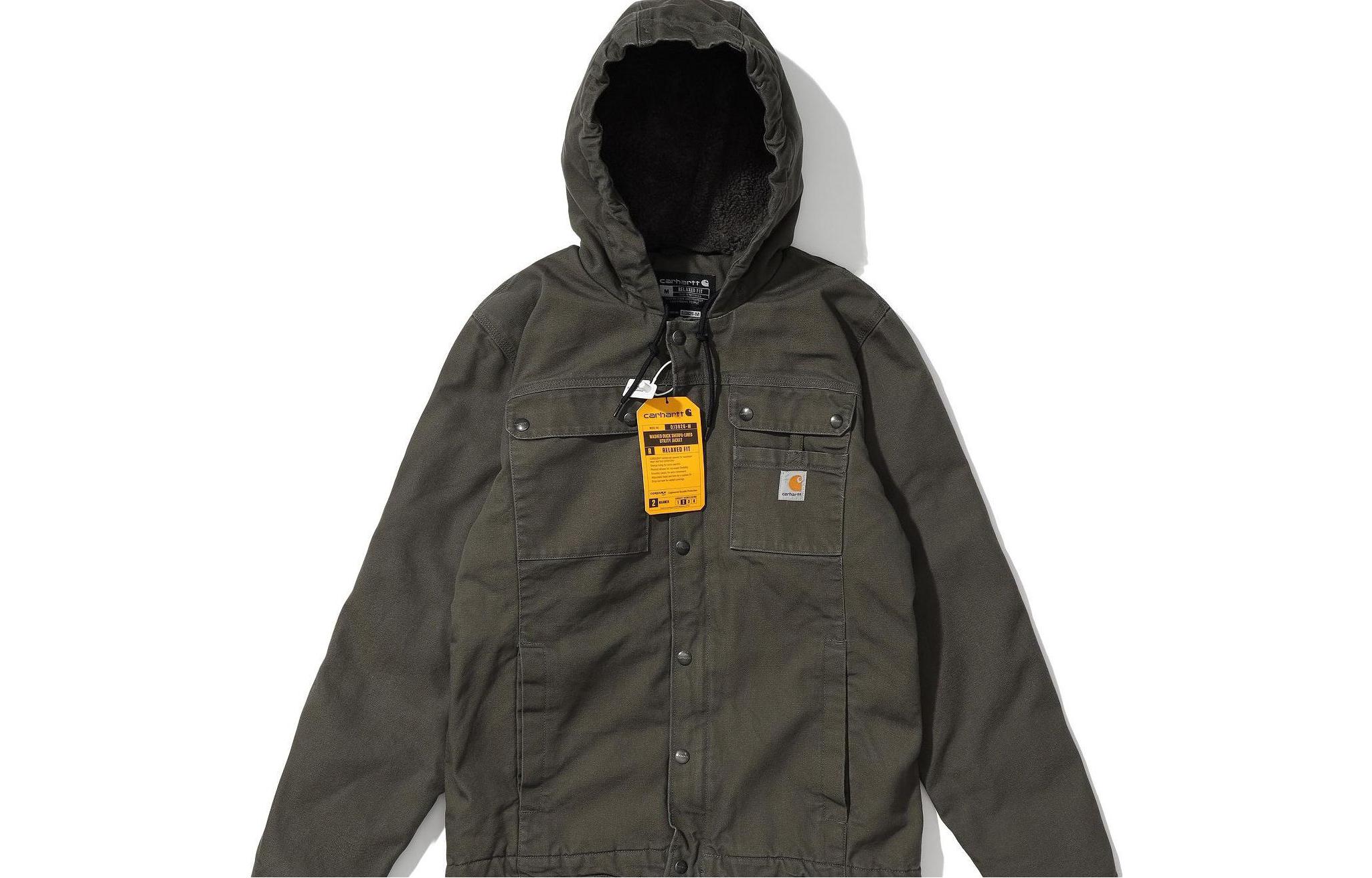 Carhartt WIP Relaxed Fit Washed Duck Bartlett Sherpa-Lined Hooded Jacket for Men 103826 圖 11