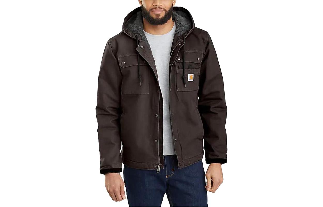 Carhartt WIP Relaxed Fit Washed Duck Bartlett Sherpa-Lined Hooded Jacket for Men 103826 圖 7