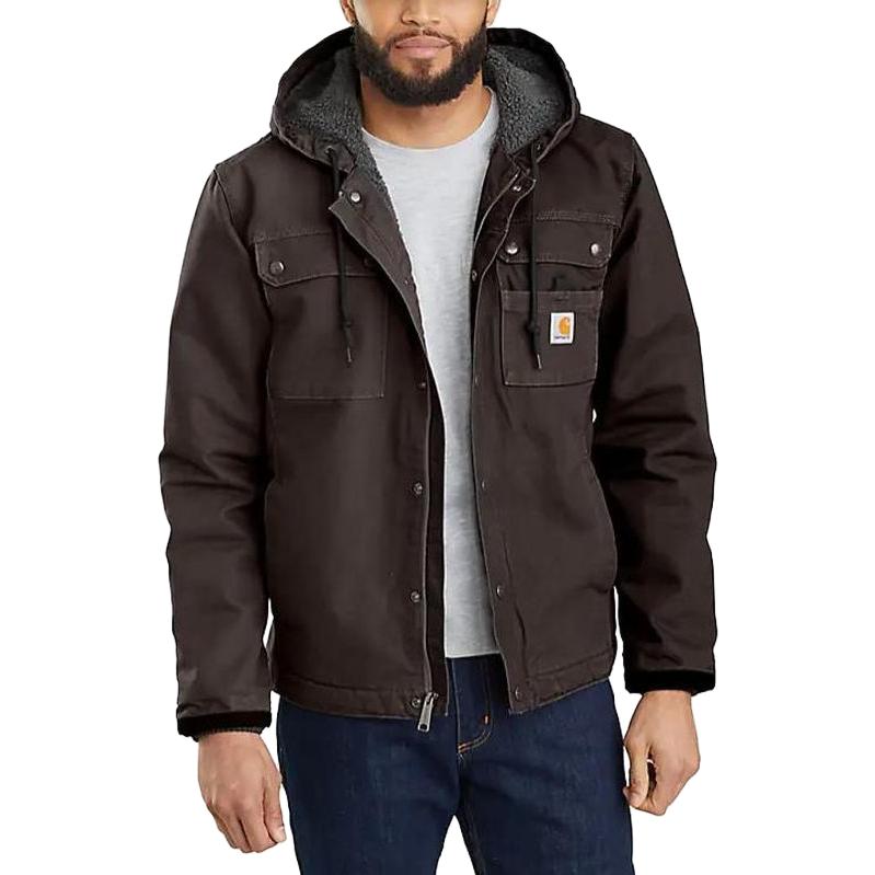 Carhartt WIP Relaxed Fit Washed Duck Bartlett Sherpa-Lined Hooded Jacket for Men 103826 圖 8