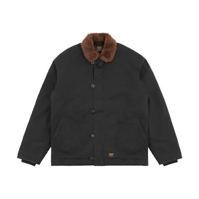 Carhartt WIP Retro Workwear Thick Jacket with Fur Collar Black CHXJKA192007D-BKX