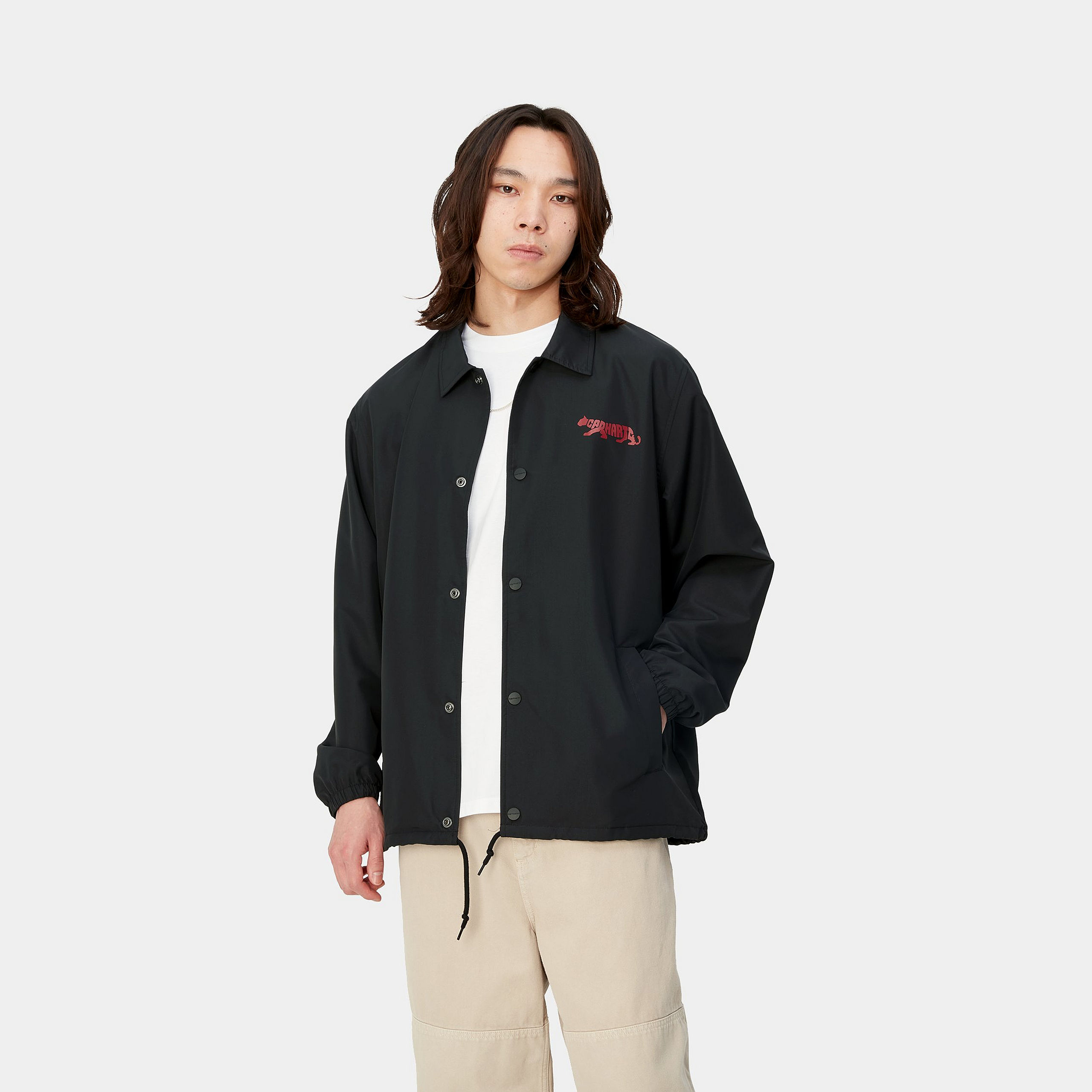 Carhartt WIP Rocky Coach Jacket Black Graphic Print with Adjustable Cuffs I032974-25K-XX 圖 5