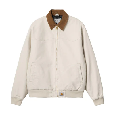 Carhartt WIP Santa Fe Brown Corduroy Collar Logo Vintage Workwear Jacket . I031198-1QA-3K