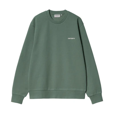 Carhartt WIP Script Embroidery Green Crewneck Sweatshirt Long Sleeve I033657-22X-XX
