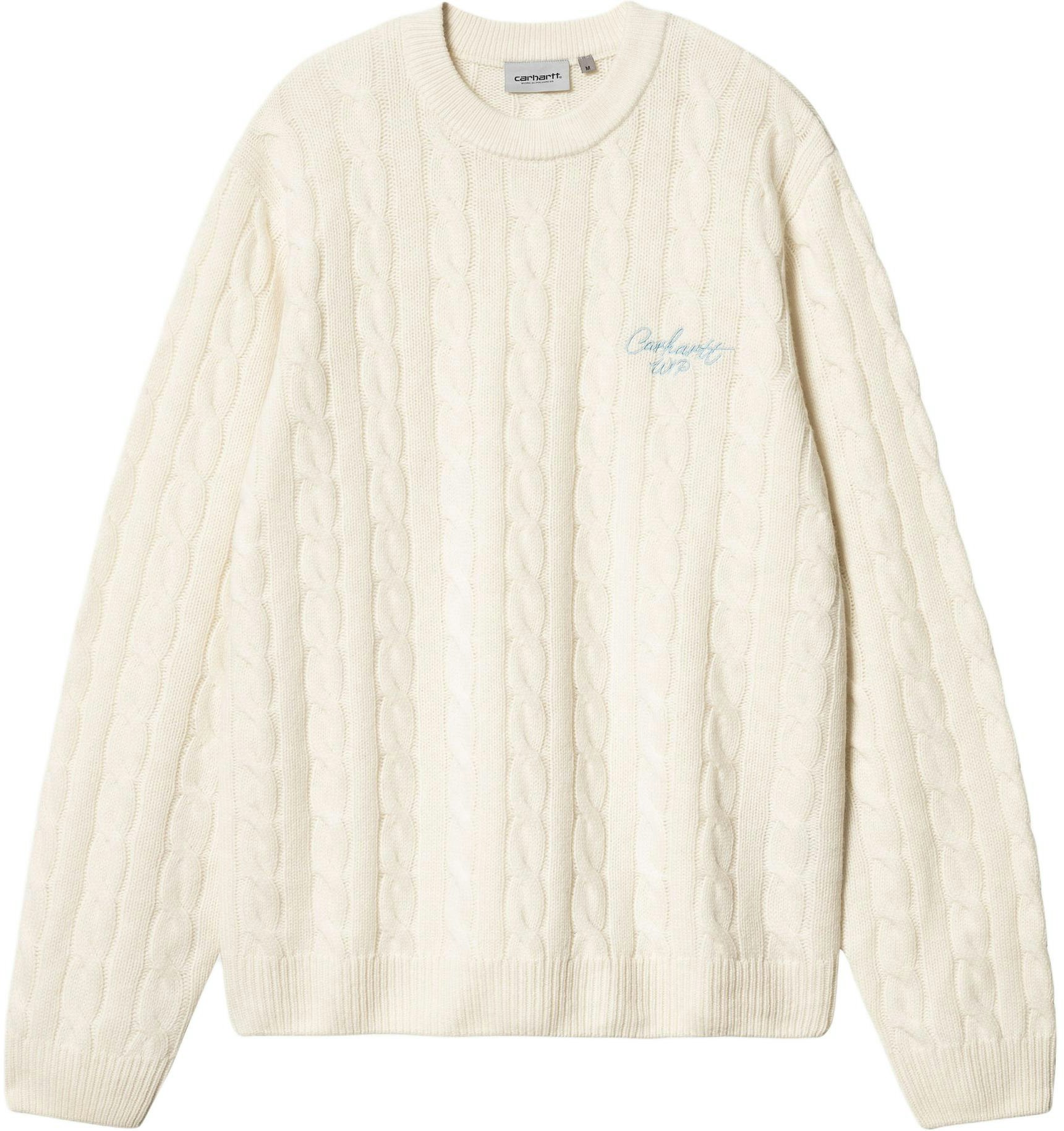 carhartt-wip-signature-crewneck-sweater-letter-logo-long-sleeve-men-cream-i033885-2-jh-xx