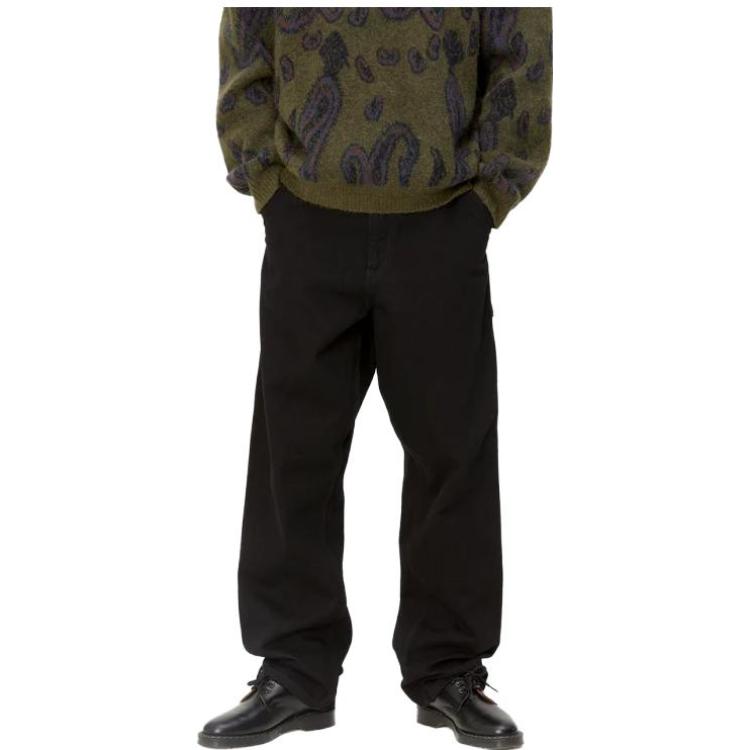 Purchase カーハート WIP シングルニー パンツ ブラック ストレートロゴデニム. I032024-89-02