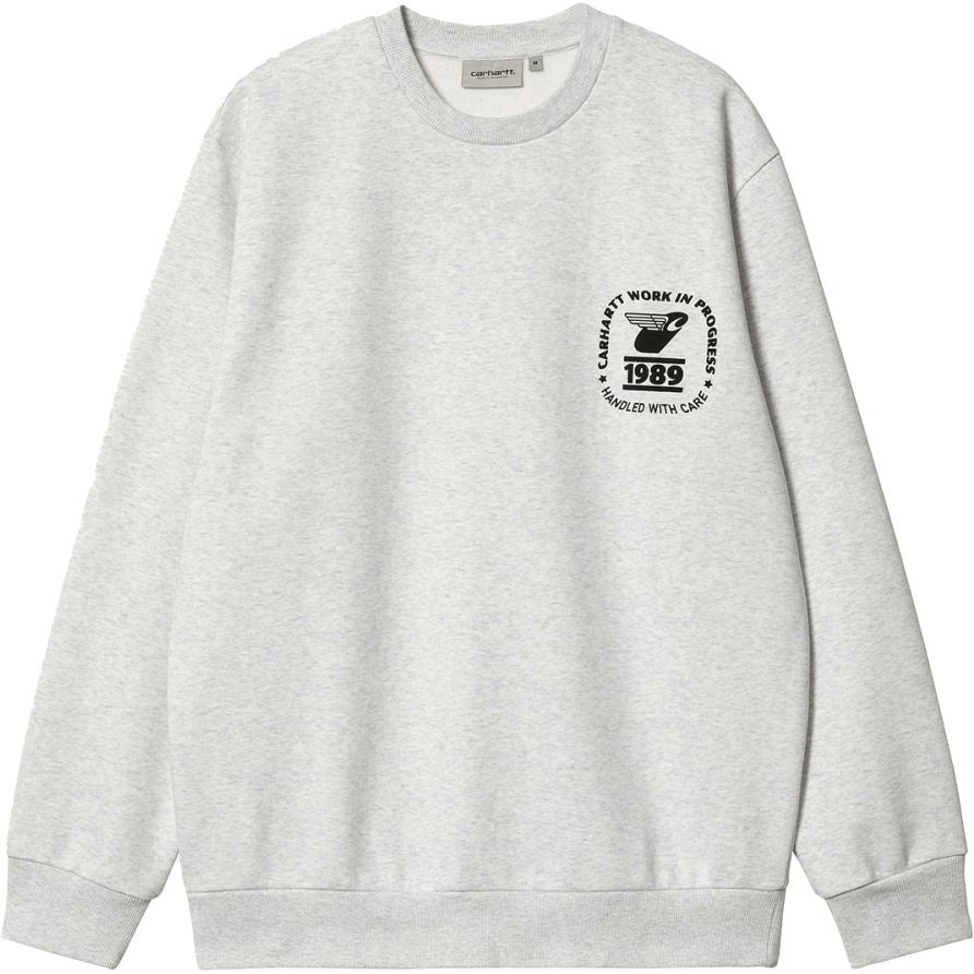 Carhartt WIP Slim Fit Grey Crewneck Sweatshirt with Logo & Graphic Print I032445-00O-XX