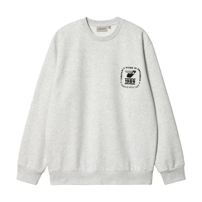 Carhartt WIP Slim Fit Grey Crewneck Sweatshirt with Logo & Graphic Print I032445-00O-XX