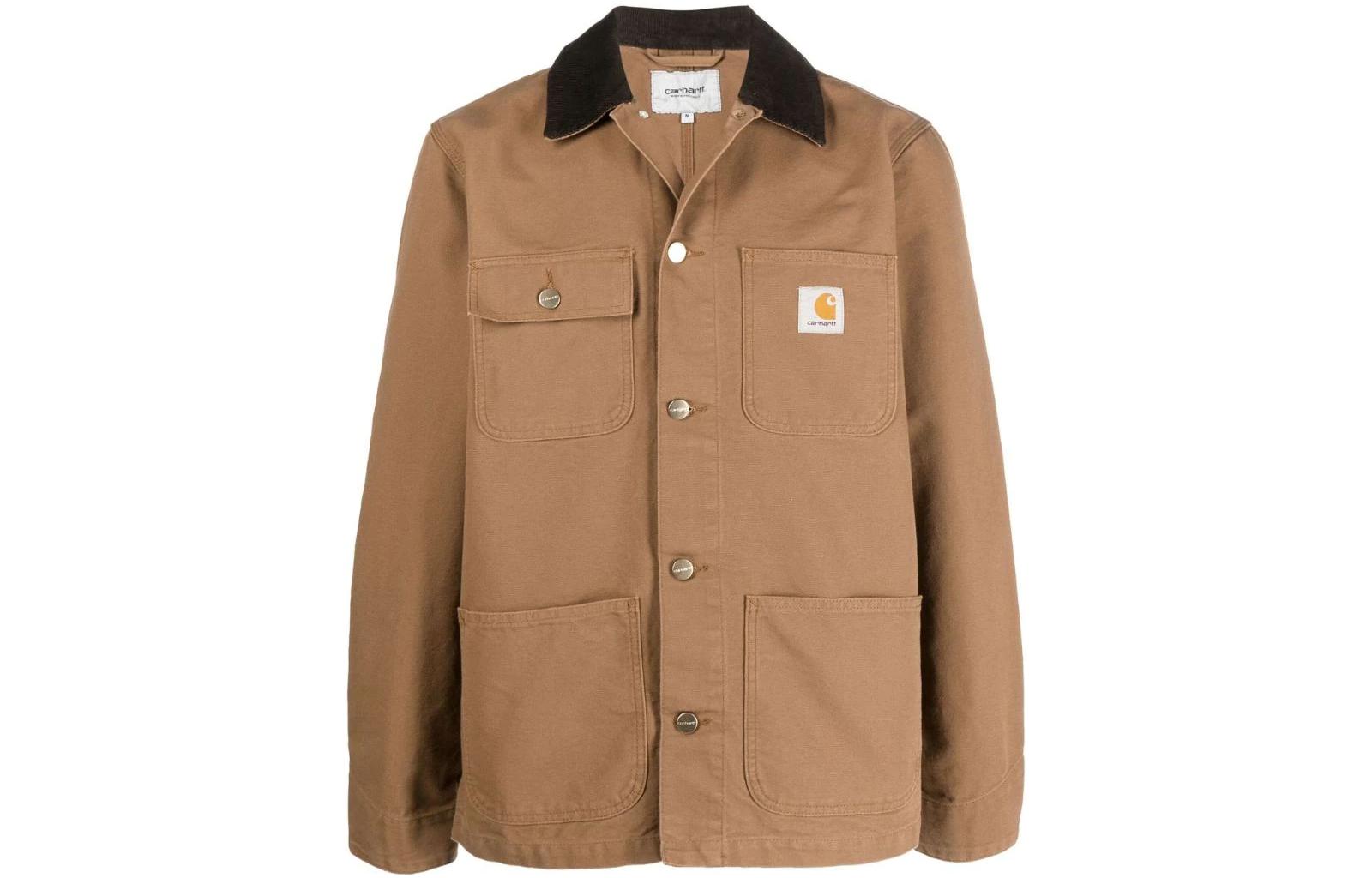 Carhartt WIP Solid Brown Long-Sleeve Button-Up Jacket I02648000S02
