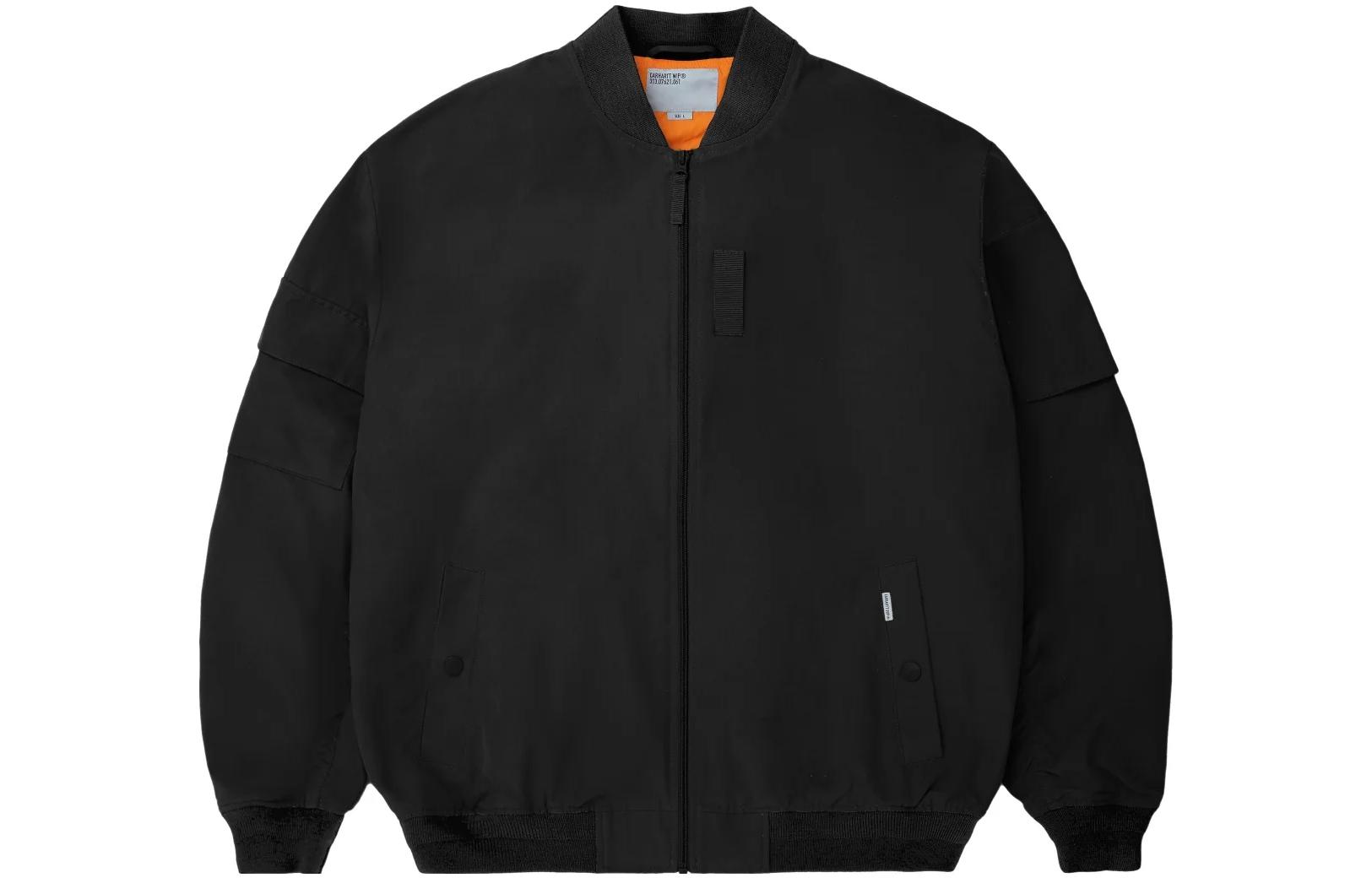 Carhartt WIP Solid Color Double Pocket Zip-Up Bomber Jacket Men’s Black A231022-89-XX