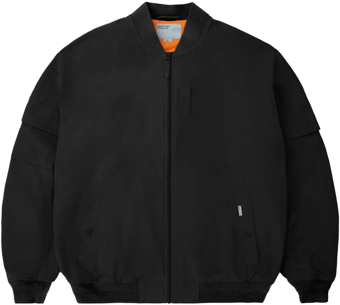carhartt-wip-solid-color-double-pocket-zip-up-bomber-jacket-men-s-black-a231022-89-xx
