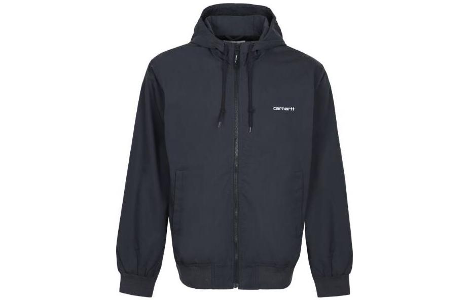 Carhartt WIP Solid Color Embroidered Logo Hoodie Jacket Navy Blue () I02779703-1C00