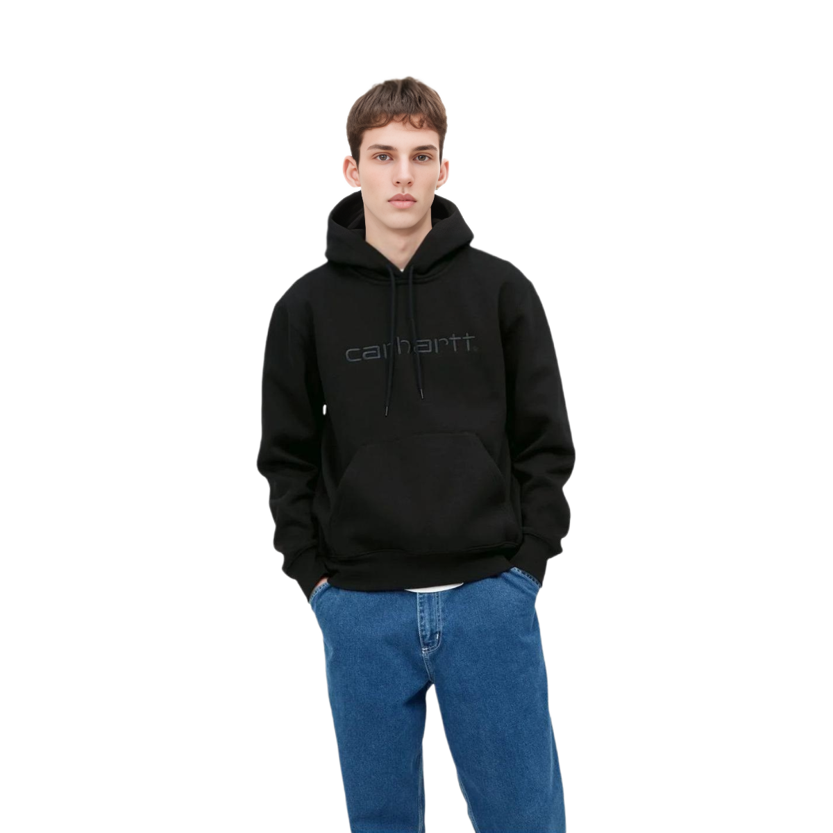 Shop Carhartt WIP Hoodie Logo Sulam Warna Solid Pullover I030547-00E-XX