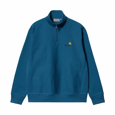 Carhartt WIP Solid Logo Embroidered Half-Zip Pullover Sweatshirt Blue Men’s I027014-1D6-XX