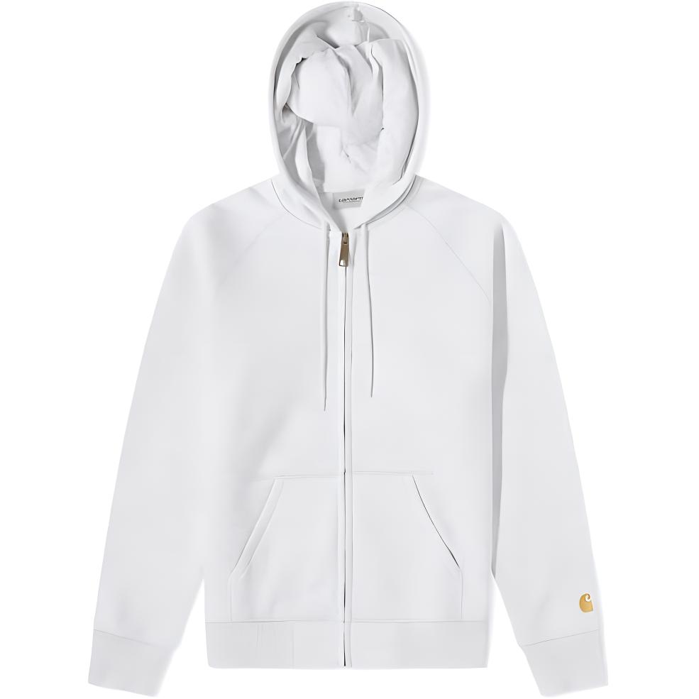 Carhartt WIP Solid Logo Embroidered Zip Hoodie Gray White I026385-00J-XX