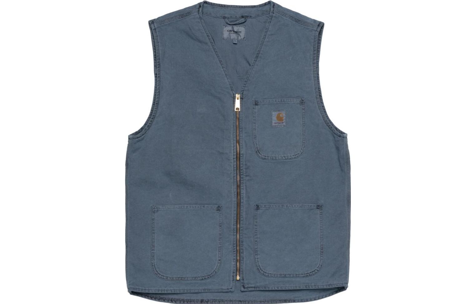 Carhartt WIP Solid Logo V-Neck Zip Vest Blue I030438-0WA-FH