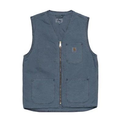 Carhartt WIP Solid Logo V-Neck Zip Vest Blue I030438-0WA-FH