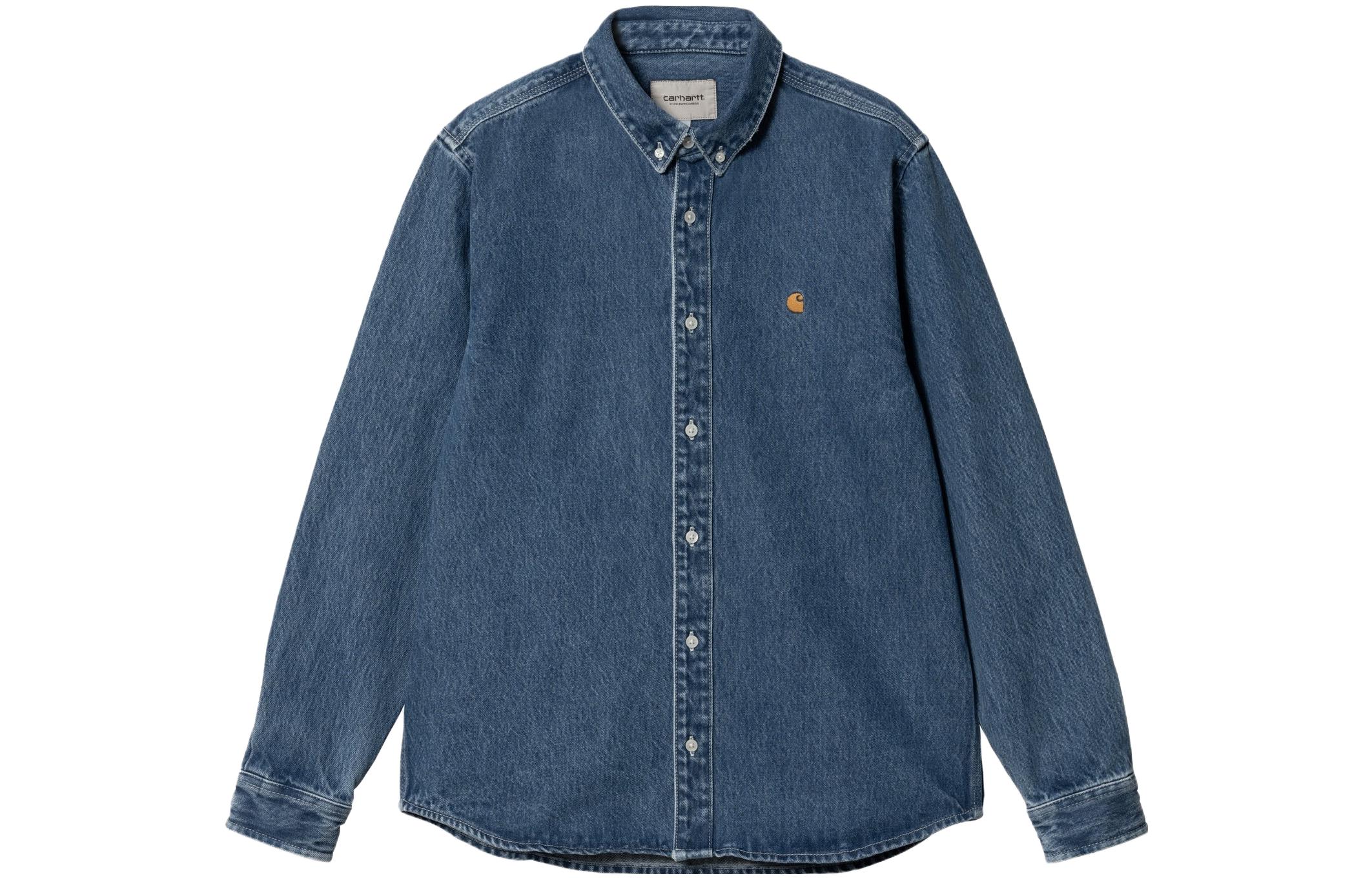 Order Carhartt WIP Solid Single-Breasted Long-Sleeve Shirt Jacket Blue I031928-01-60