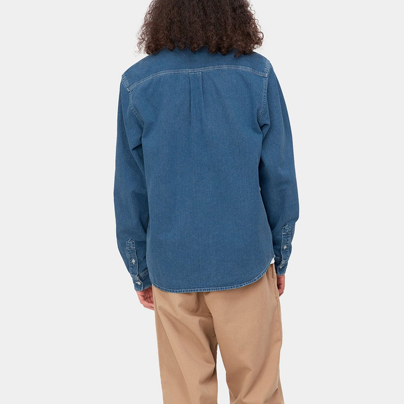 Details for Carhartt WIP Solid Single-Breasted Long-Sleeve Shirt Jacket Blue I031928-01-60