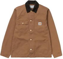 Carhartt WIP SS21 Michigan Jacket Brown Corduroy Collar Workwear Mens Retro Style I026480-HZ-02 Carhartt WIP SS21 Michigan Jacket Brown Corduroy Collar Workwear Mens Retro Style I026480-HZ-02