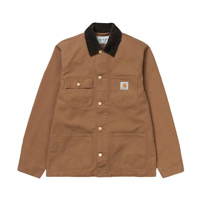 Carhartt WIP SS21 Michigan Jacket Brown Corduroy Collar Workwear Mens Retro Style I026480-HZ-02