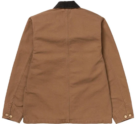Carhartt WIP Jaket Michigan Cokelat Kerah Corduroy Workwear Pria Gaya Retro SS21 I026480-HZ-02 Lookbook Carhartt WIP Jaket Michigan Cokelat Kerah Corduroy Workwear Pria Gaya Retro SS21 I026480-HZ-02