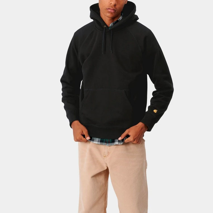 Shop Carhartt WIP SS21 Hoodie Lelaki Logo Minimalis Sulam Hitam I026384-89-90