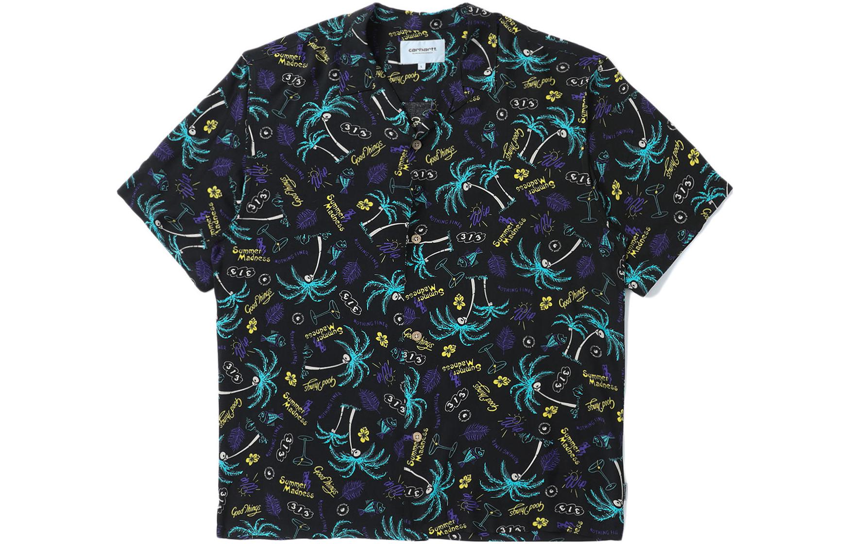 Order Carhartt WIP SS22  Black Floral Print Short-Sleeve Casual Shirt. CHXSRI030044I-BKX