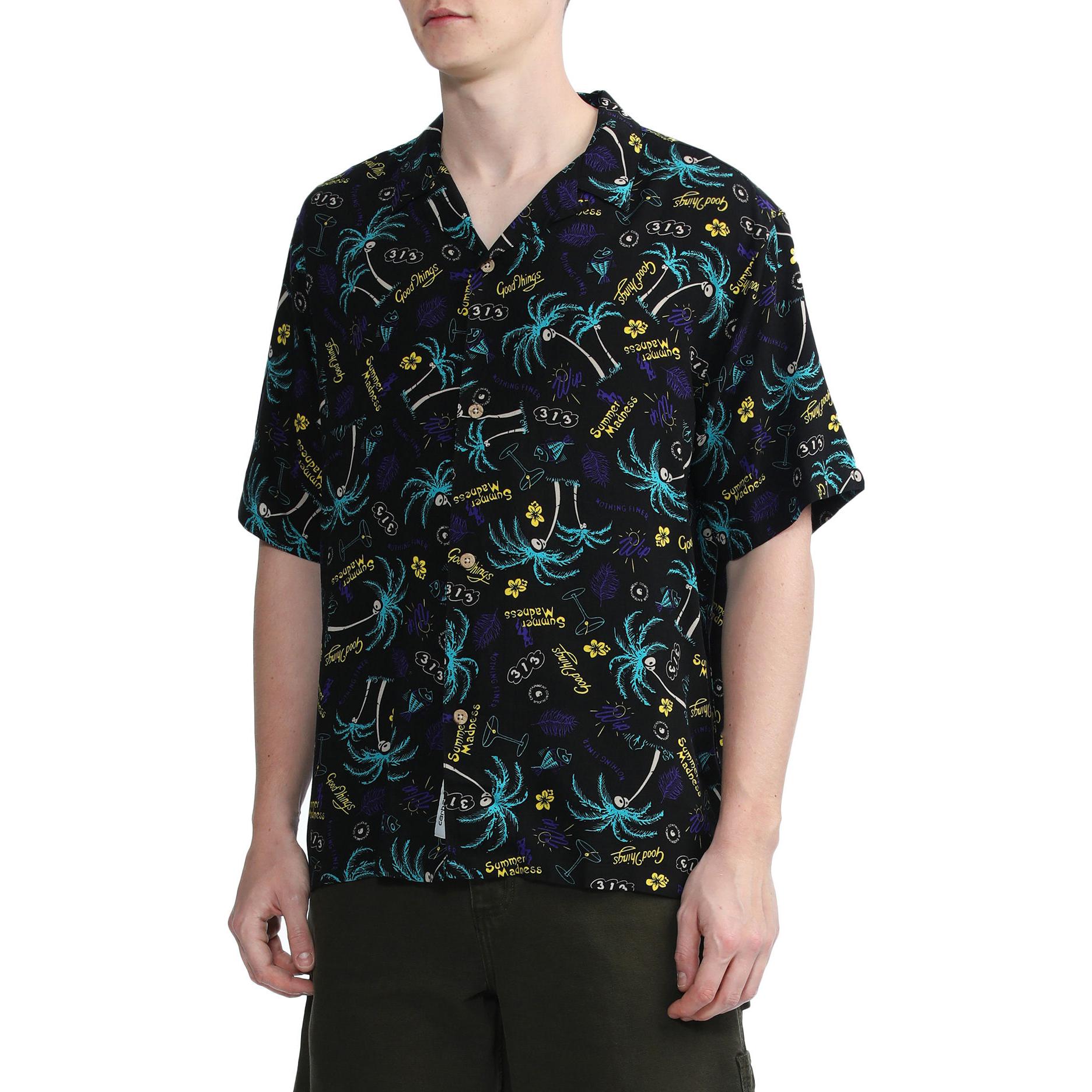 Purchase Carhartt WIP SS22  Black Floral Print Short-Sleeve Casual Shirt. CHXSRI030044I-BKX