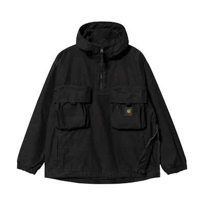 Carhartt WIP SS22 Berm Pullover Half-Zip Solid Hoodie Jacket Black Men I030022-89-GD