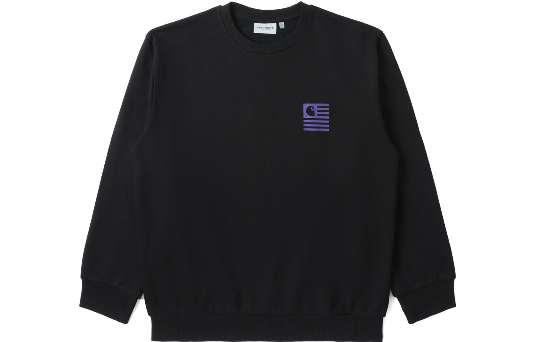 Carhartt WIP SS22 Black Loose Fit Logo Print Long Sleeve Crewneck Sweatshirt Men CHXSWI030089I-BKX