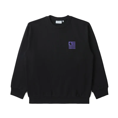 Carhartt WIP SS22 Black Loose Fit Logo Print Long Sleeve Crewneck Sweatshirt Men CHXSWI030089I-BKX