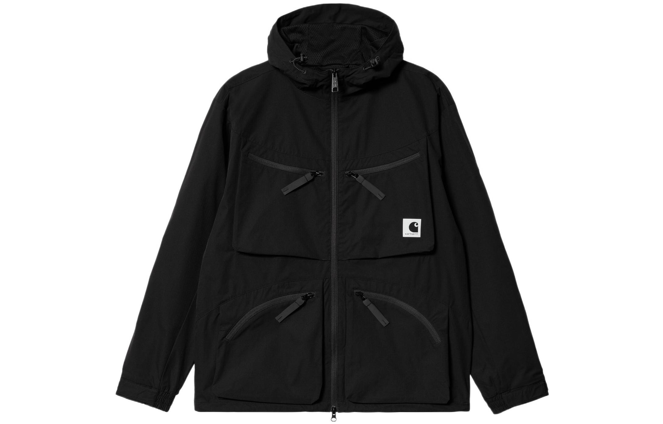 Carhartt WIP SS22 Black Multi-Pocket Hoodie Jacket with Logo I030013-89-XX