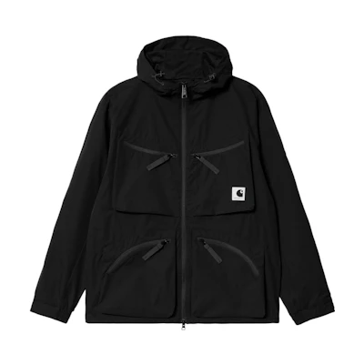 Carhartt WIP SS22 Black Multi-Pocket Hoodie Jacket with Logo I030013-89-XX