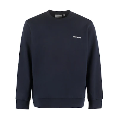 Carhartt WIP SS22 Blue Crewneck Sweatshirt with Logo Embroidery - I024678-00B-XX