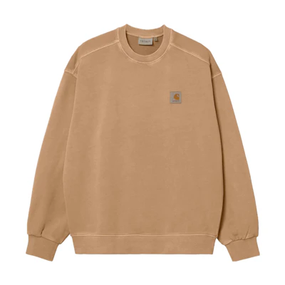 Carhartt WIP SS22 Brown Crewneck Sweatshirt with Chest Logo Mens Long Sleeve I029957-07E-XX