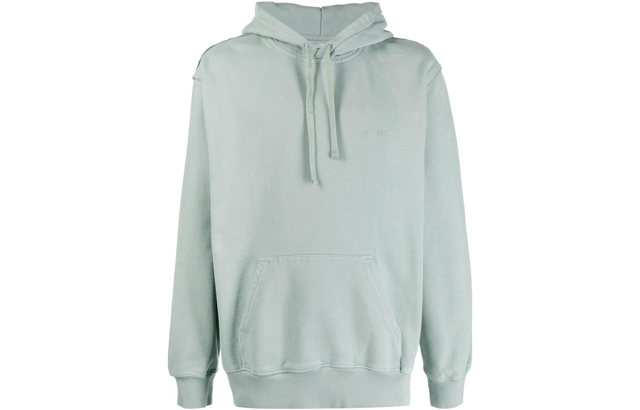 Carhartt WIP SS22 Green Embroidered Logo Hoodie with Kangaroo Pocket I0306370WBFQ