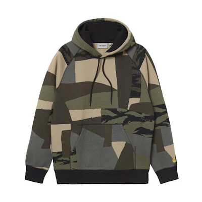 Carhartt WIP SS22 Hooded Chase Pullover Sweatshirt Army Green Colorblock I026384-0O7-XX
