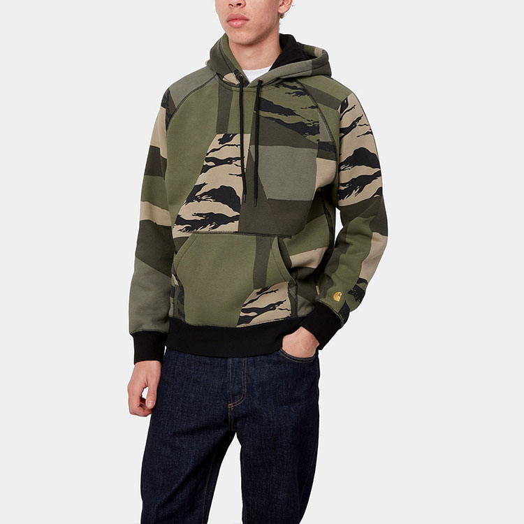 Purchase Carhartt WIP SS22 Hooded Chase Pullover Sweatshirt Hijau Army Colorblock I026384-0O7-XX