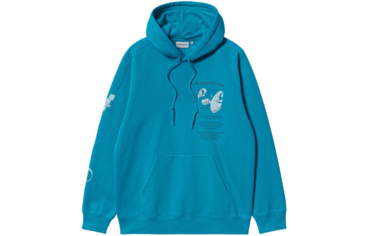 Carhartt WIP SS22 Hooded Living Sweatshirt Apnea Blue Men’s Letter Graphic Hoodie I030090-PN-XX