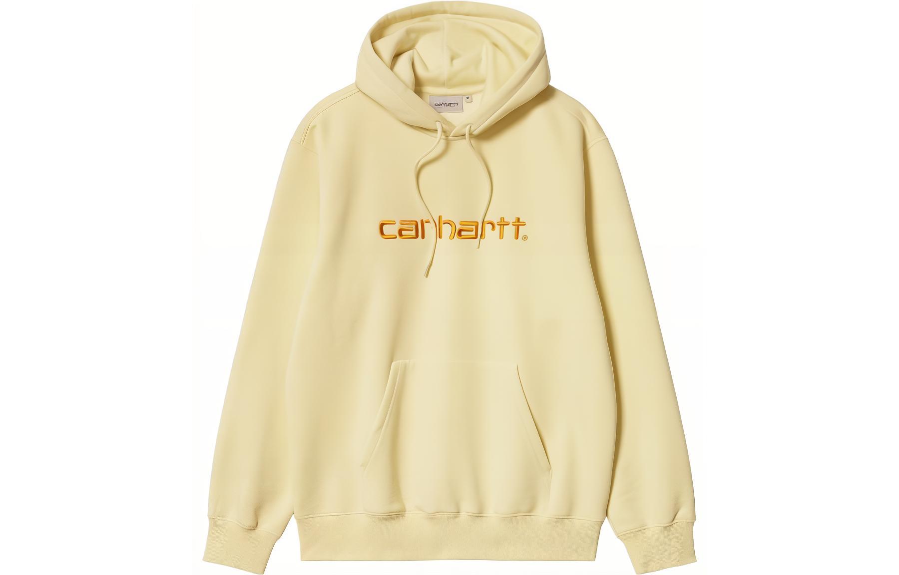 Carhartt WIP SS22 Hooded Sweatshirt Embroidered Logo Beige Hoodie I030230-0R4-XX
